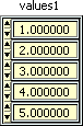  'values1' data control list