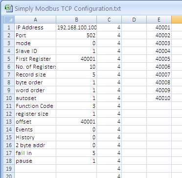Configuration file in Excel