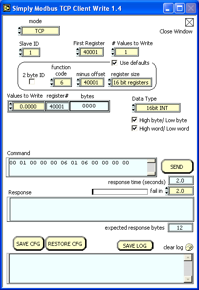 TCP Client 1.4 write window