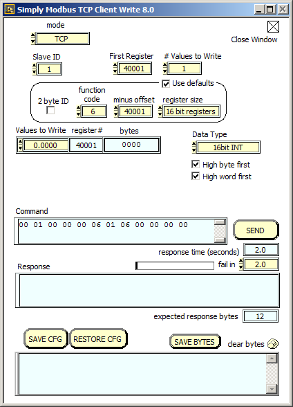 TCP Client 8.0 write window