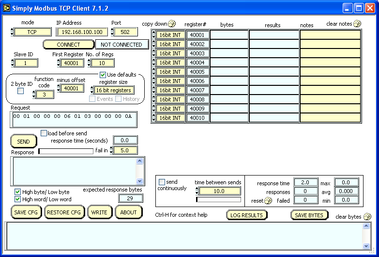 TCP Client 7.1.2 main window