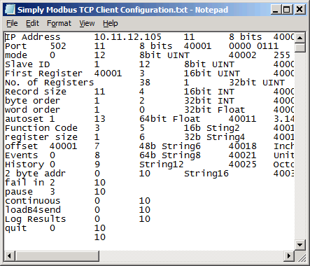 Configuration file in Notepad
